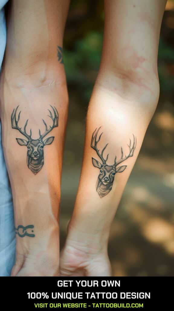 couple matching deer tattoo