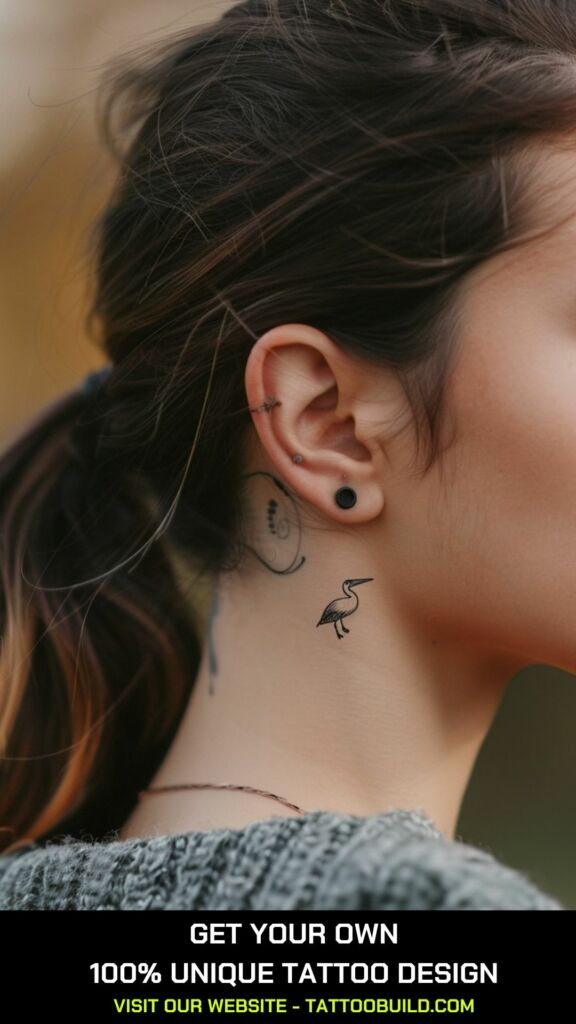 bird back of the ear tattoos for females 