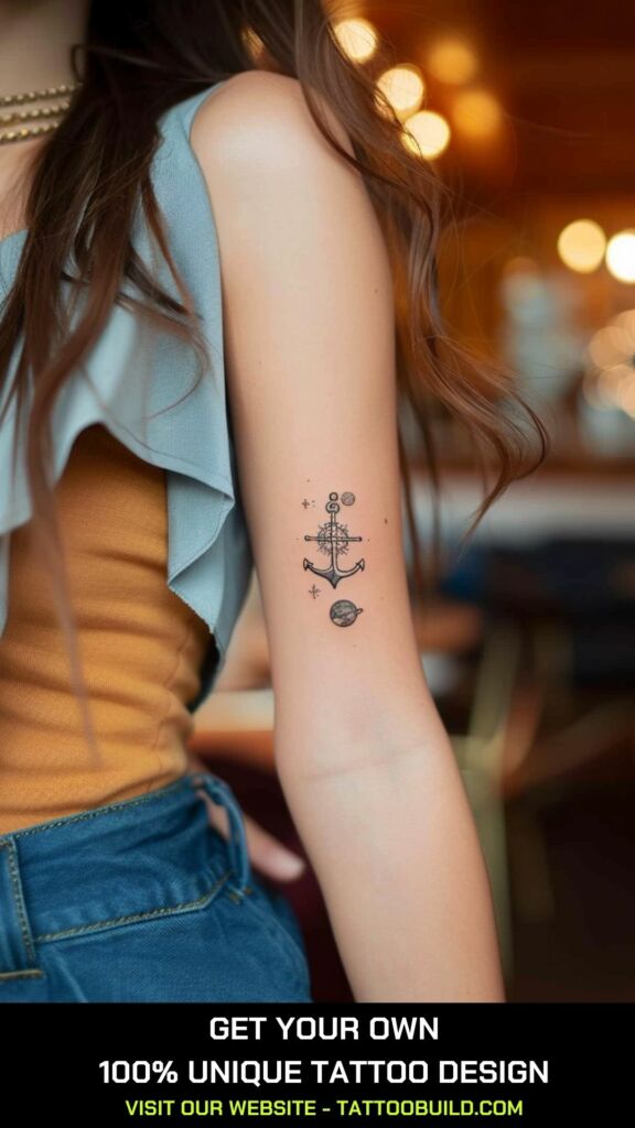 anchor and planets tattoo idea