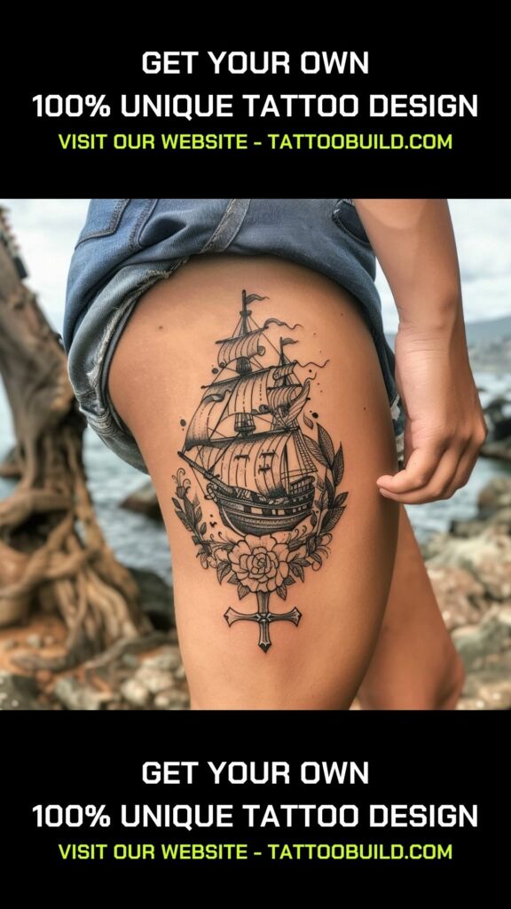 anchor and ship tattoo foe female