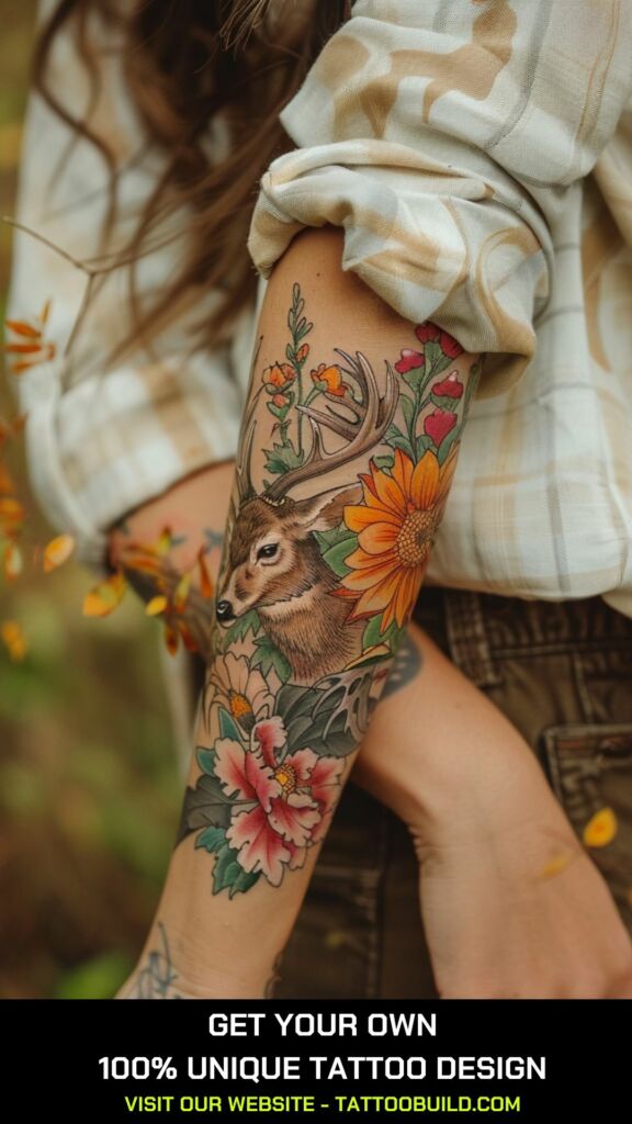 realistic deer tattoo for women