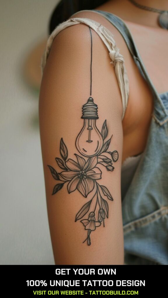 lightbulb bicep tattoo for females