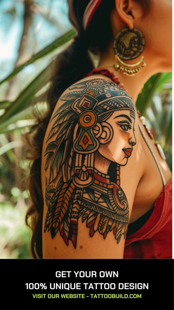aztec statue head tattoo