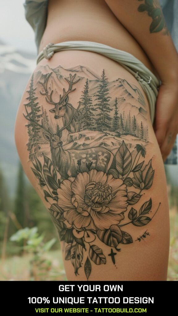 deer hip tattoo for women