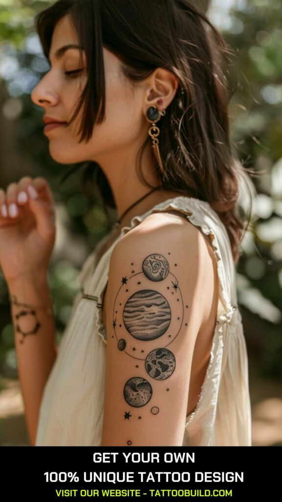planets bicep tattoos for females