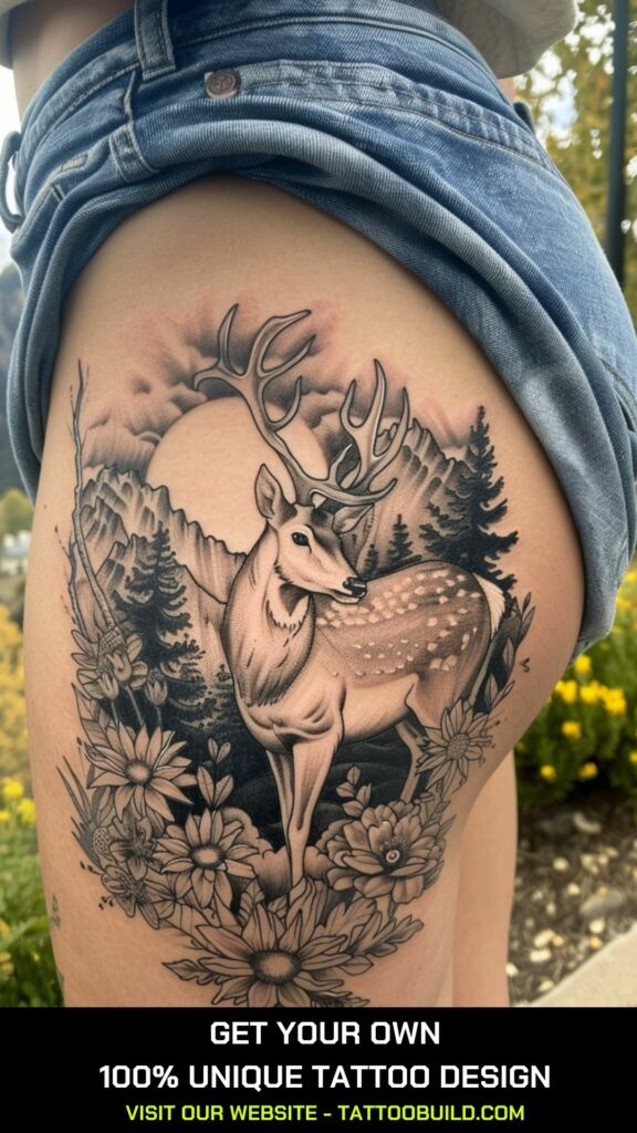 deer hip tattoo for female