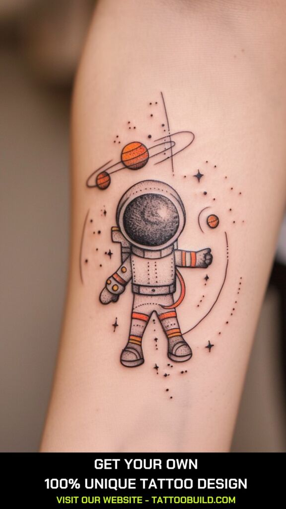 cute small hand astronaut tattoos for females