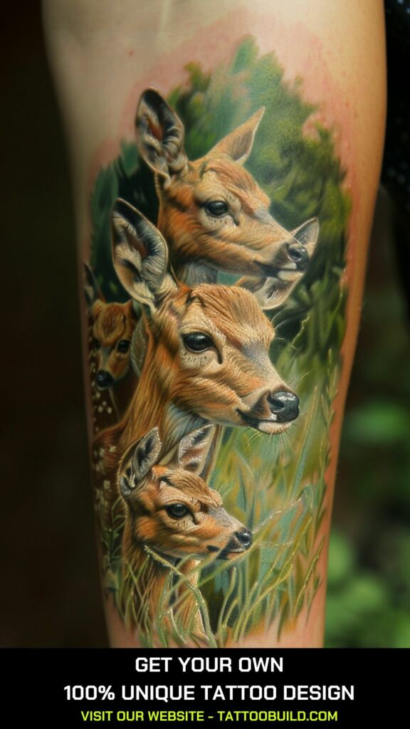 realistic deer tattoo for female