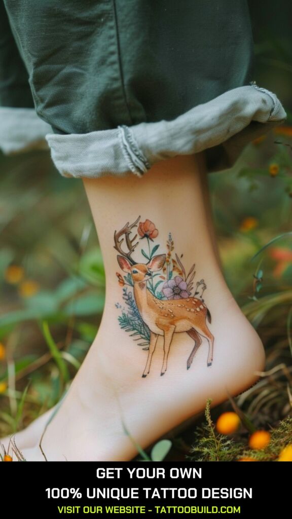 deer ankle tattoo for women