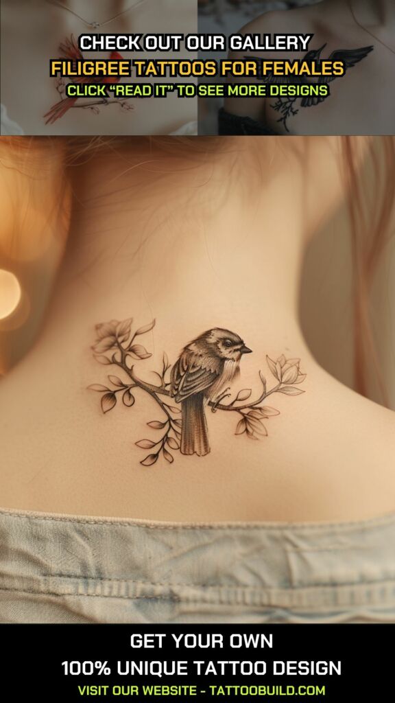 bird tattoo on neck female