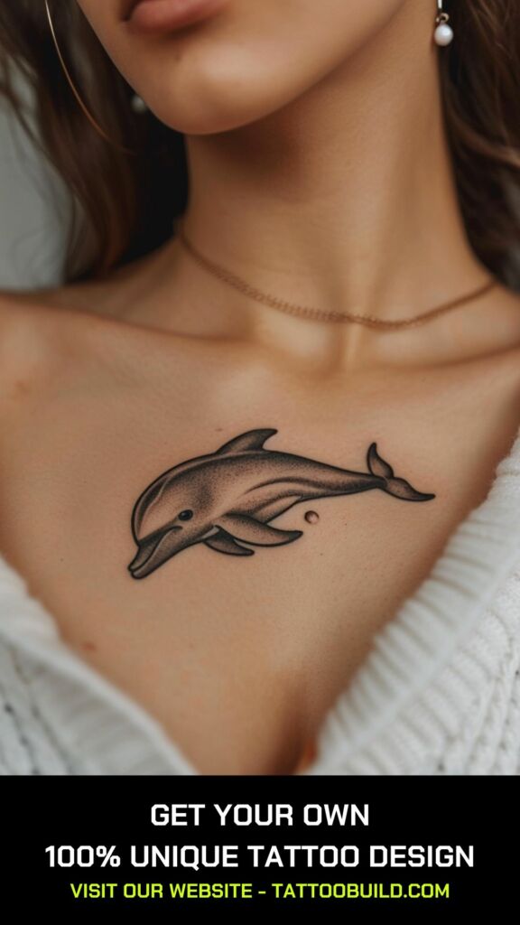 realistic chest dolphin tattoos for females
