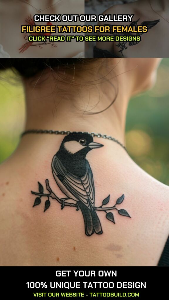 black bird tattoo on neck female