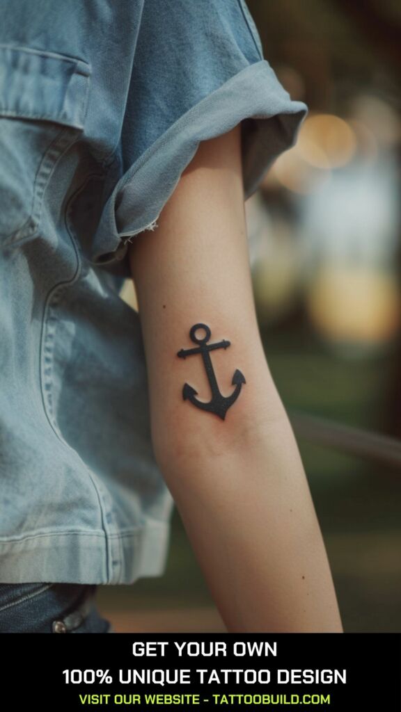silhouette anchor tattoo for females