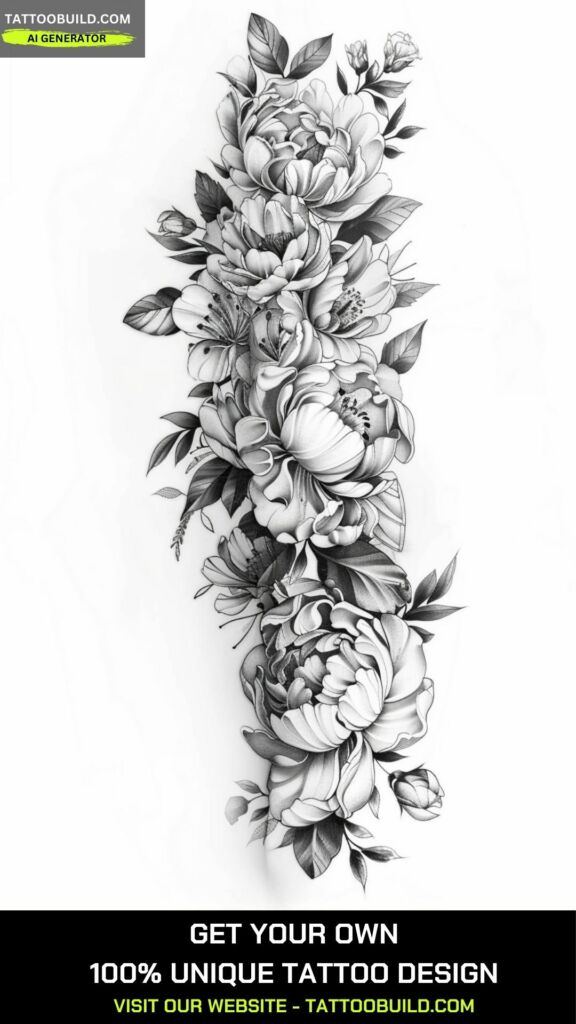flower half sleeve tattoo for ladies 