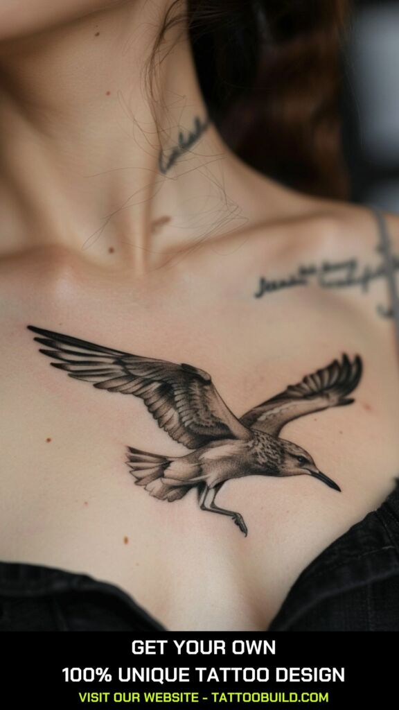 Seagull Bird Chest Tattoos Females