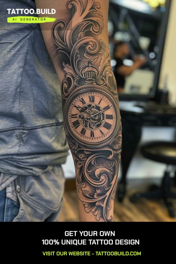 Awesome Clock Tattoo Design