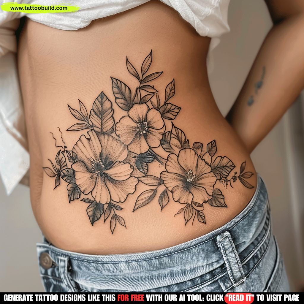 flower belly tattoo idea for women