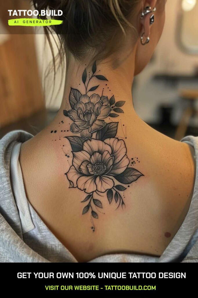 flower back of the neck tattoo