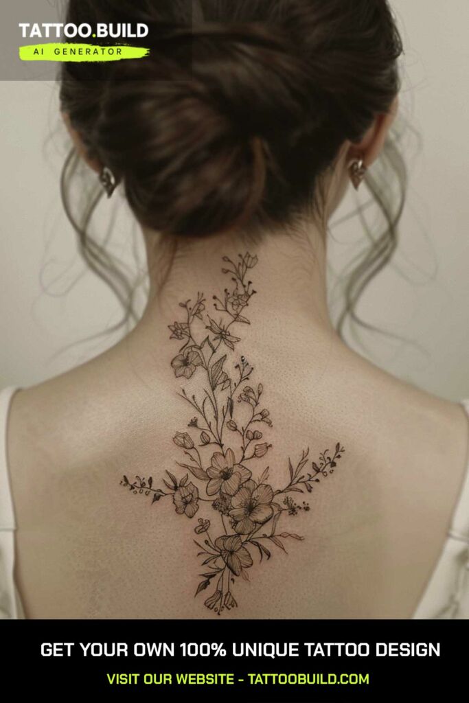 Flower Woman's Neck Tattoo