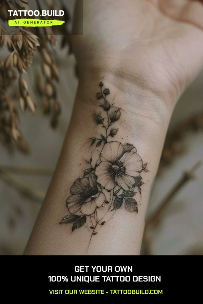 Womens Wrist Flower Tattoo Idea