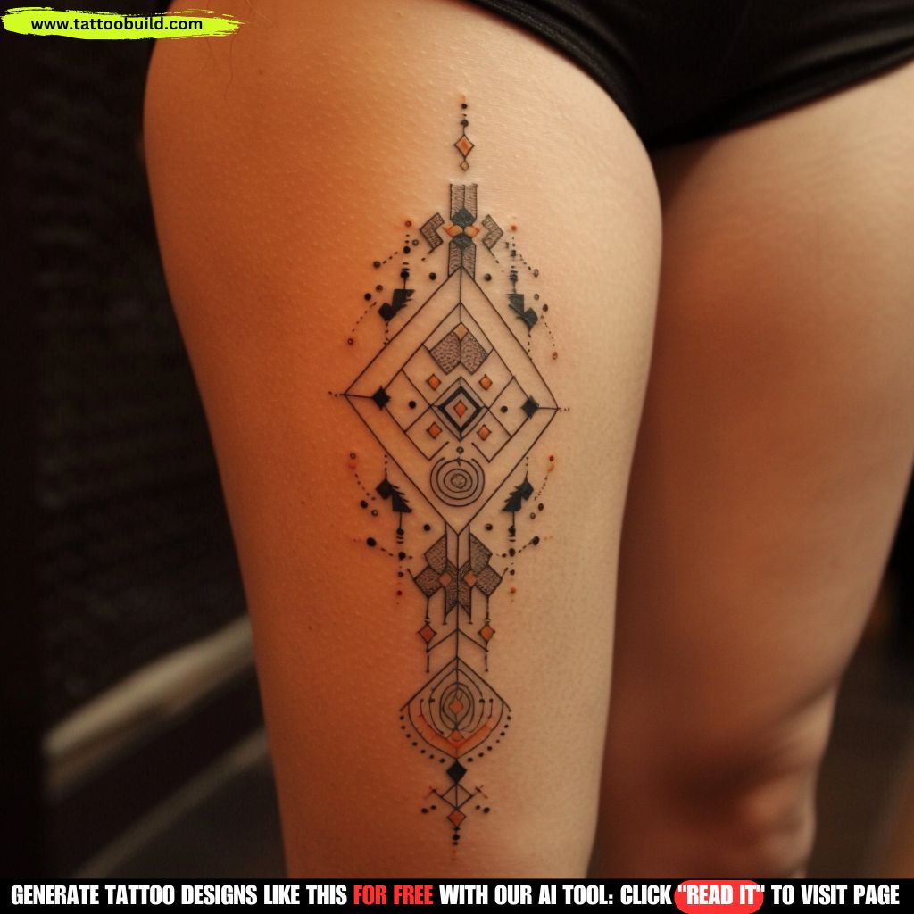 geometric hip tattoo for women