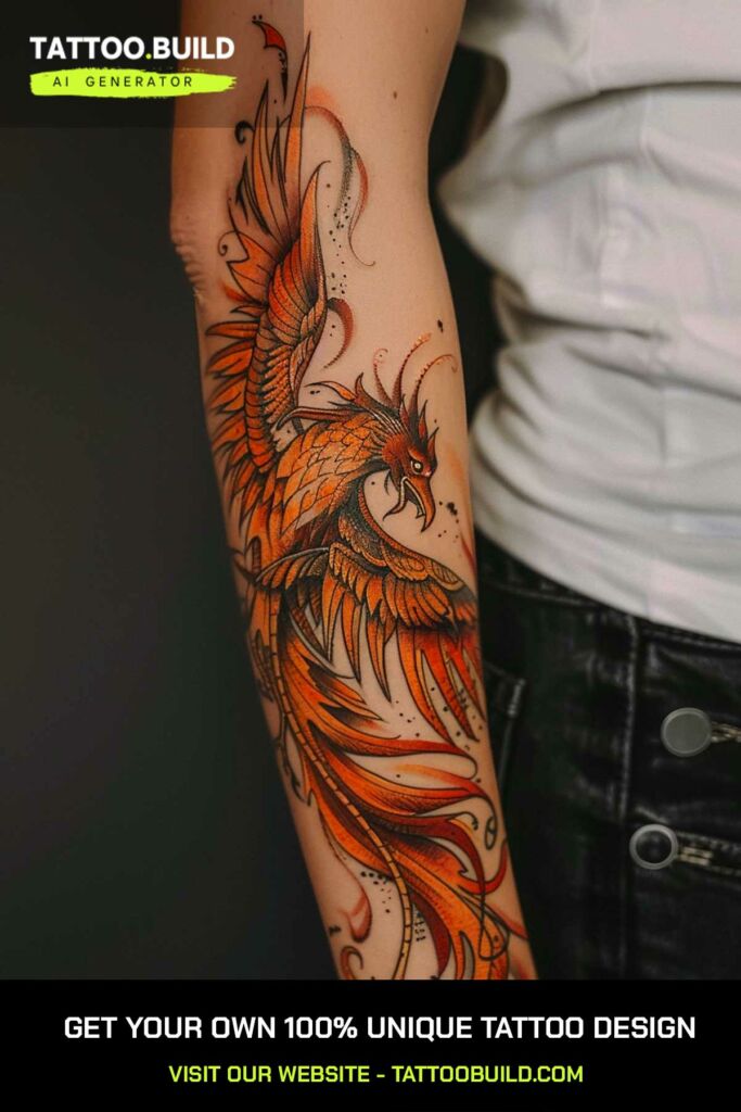 Phoenix arm tattoo for women