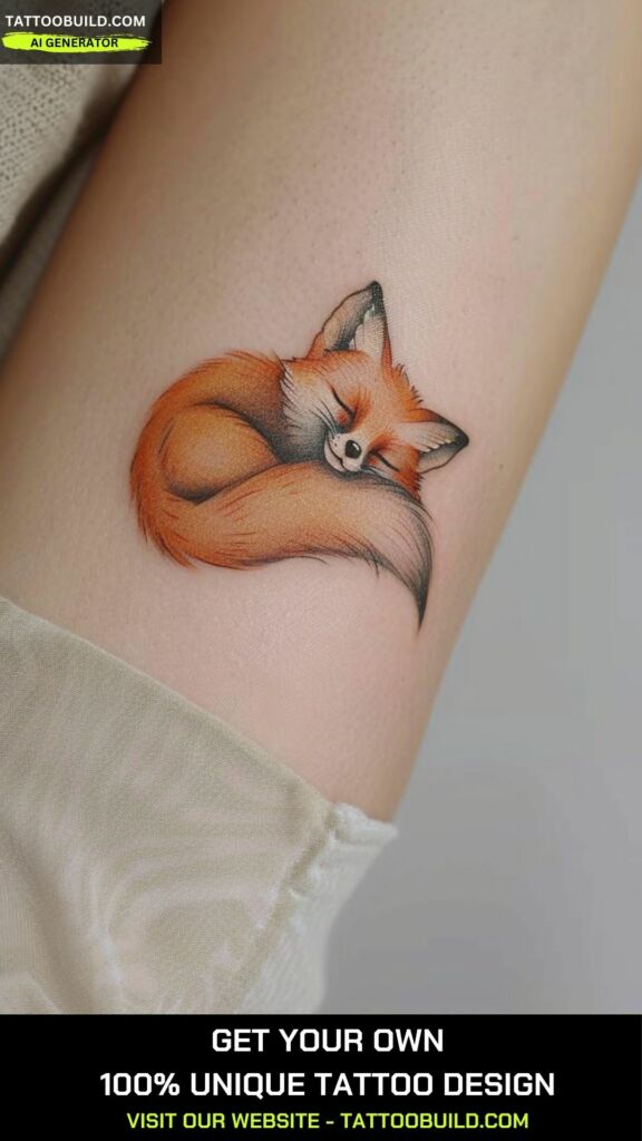 cute little sleeping fox tattoos
