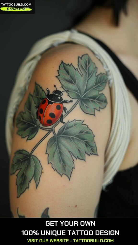 leaf and lady bug tattoo