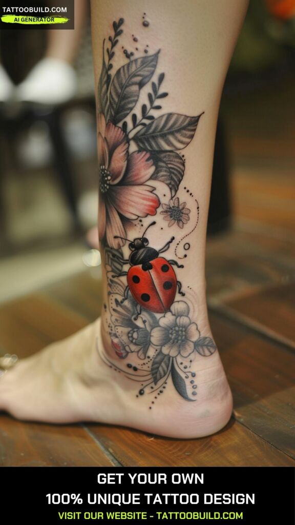 floral lady bug tattoo ideas
