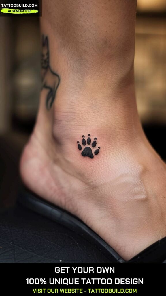 cute little dog paw tattoo for females