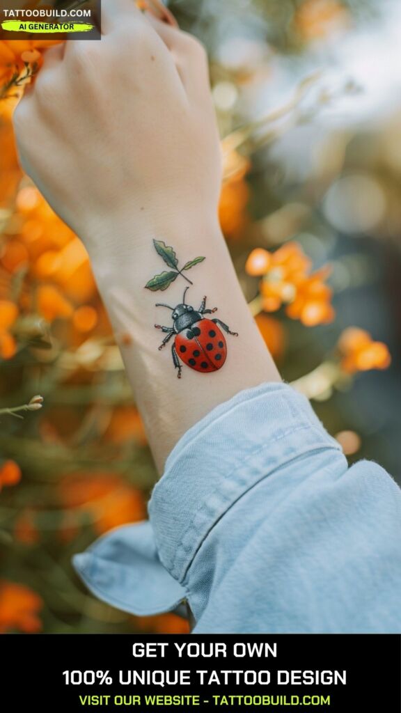 minimalist lady bug tattoo idea