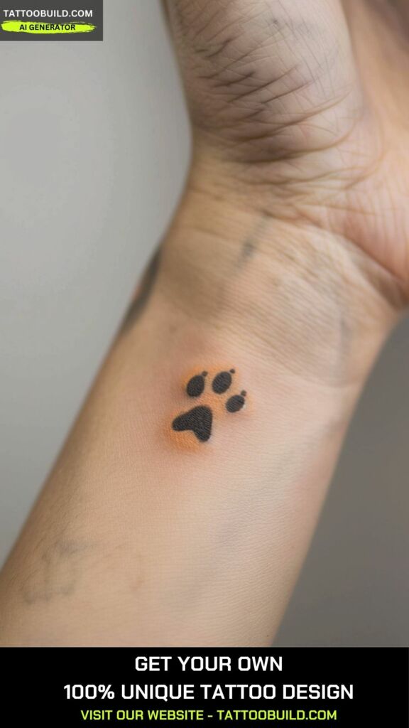 cute little dog paw tattoo for females