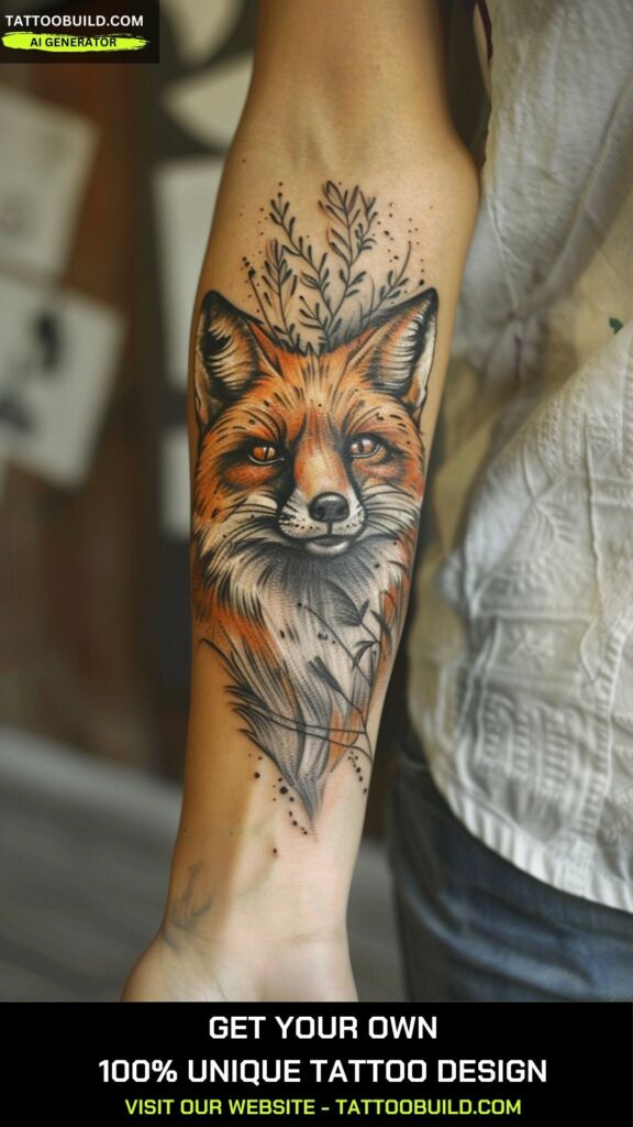 realistic fox tattoo as a meaningful forearm tattoo foe women