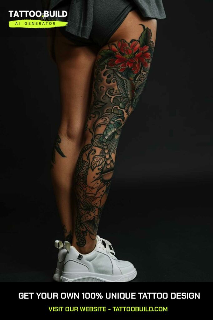 Women's Flower Calf Tattoo