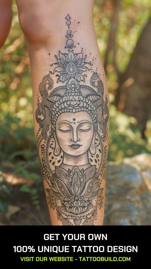 leg buddha tattoo for women ladies