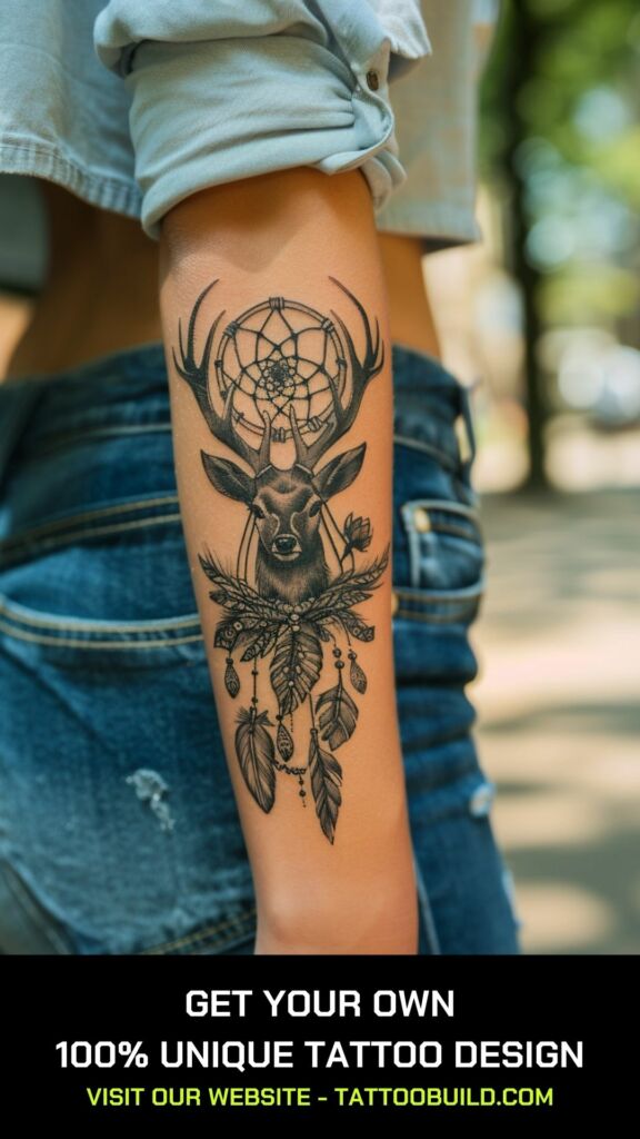 deer and dreamcatcher tattoos for females