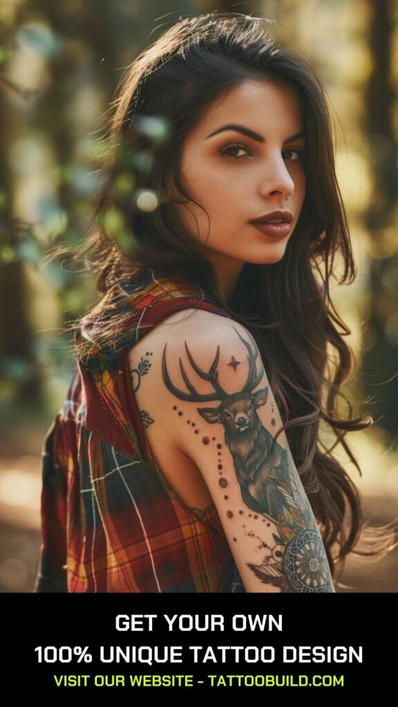 deer dreamcatcher tattoos for female