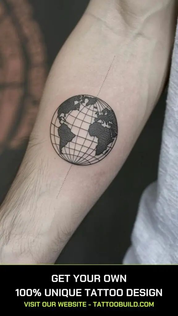 small tattoo designs for men: globe tattoo