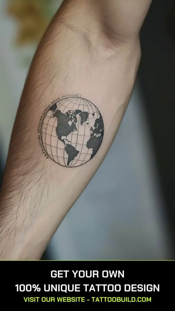 small tattoo designs for men: globe tattoo