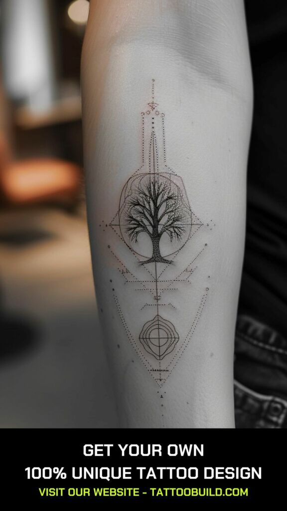 tree geometric tattoo designs