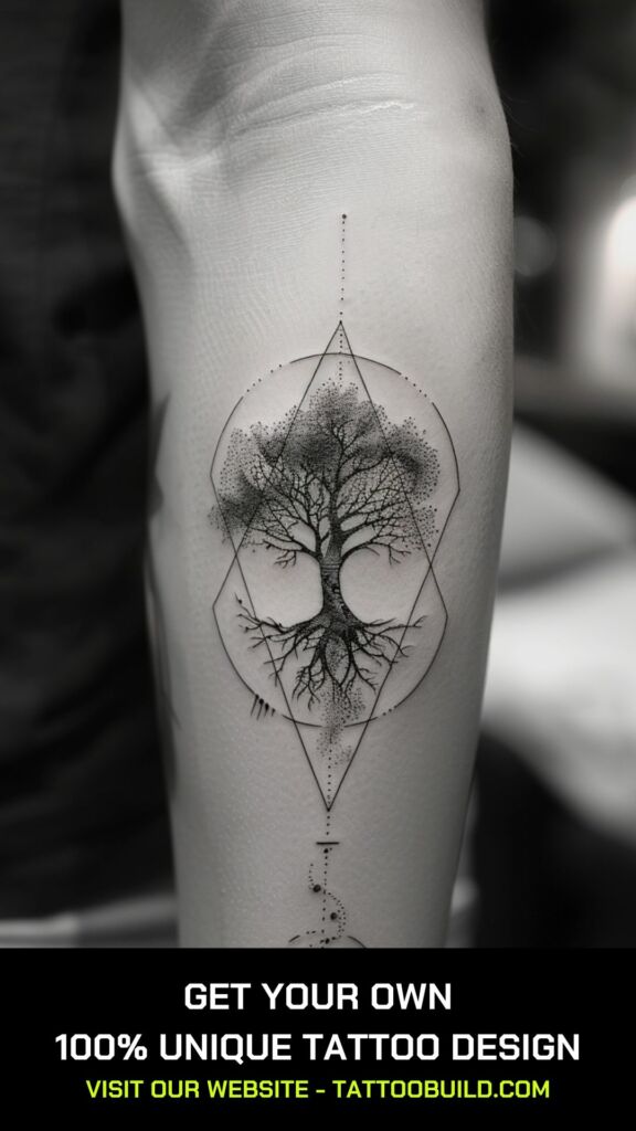 tree of life geometric tattoo designs