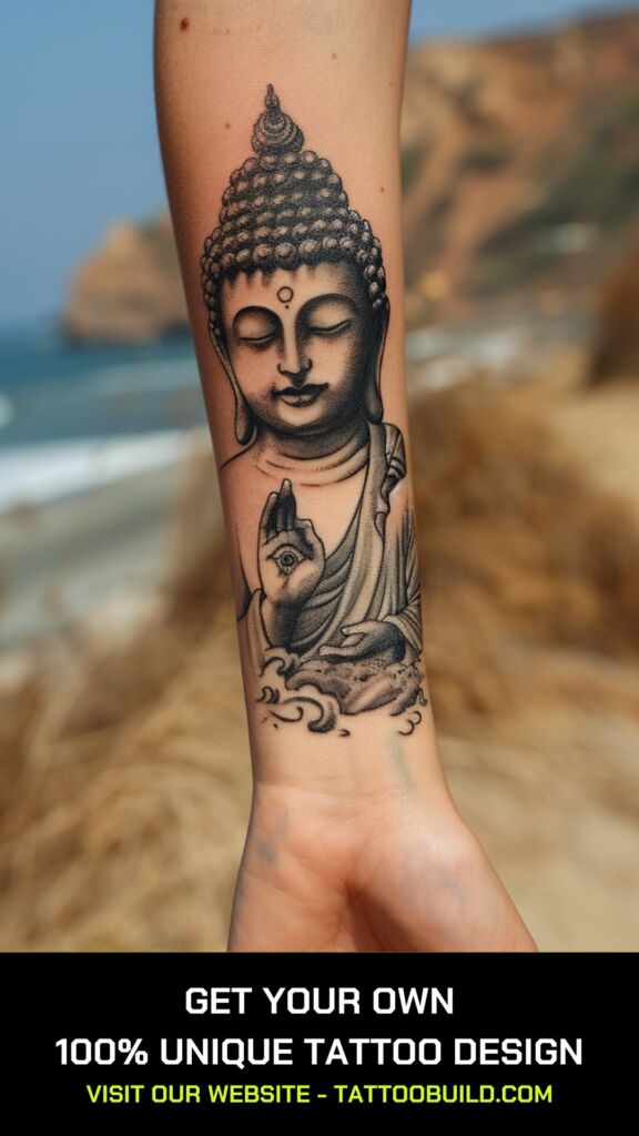 realistic buddha tattoo for female 
