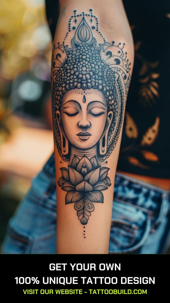 realistic buddha tattoo for women ladies