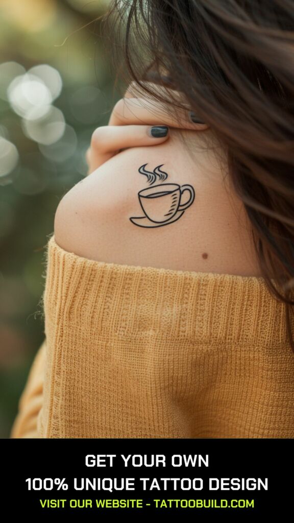 small beautiful tattoo idea for ladies: coffee