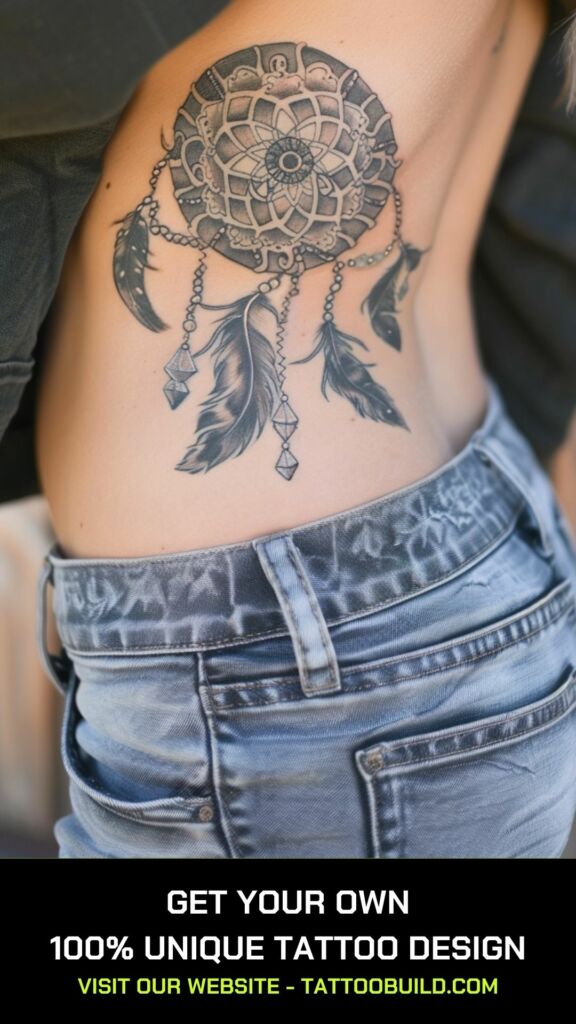 crystal dreamcatcher tattoos for female