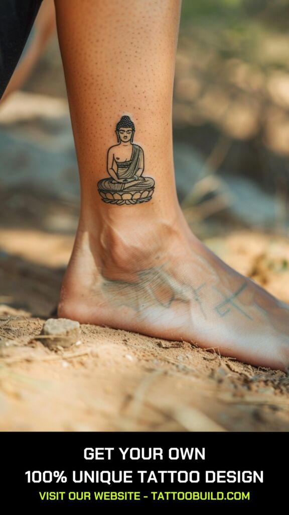 ankle buddha tattoo minimalist tattoo style