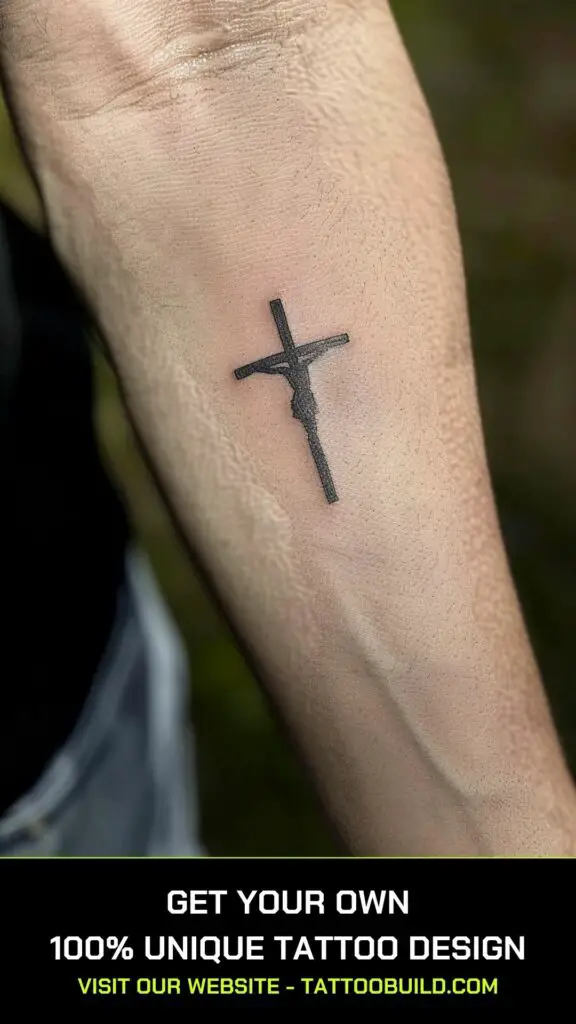 small tattoo designs for men: crucifix tattoo