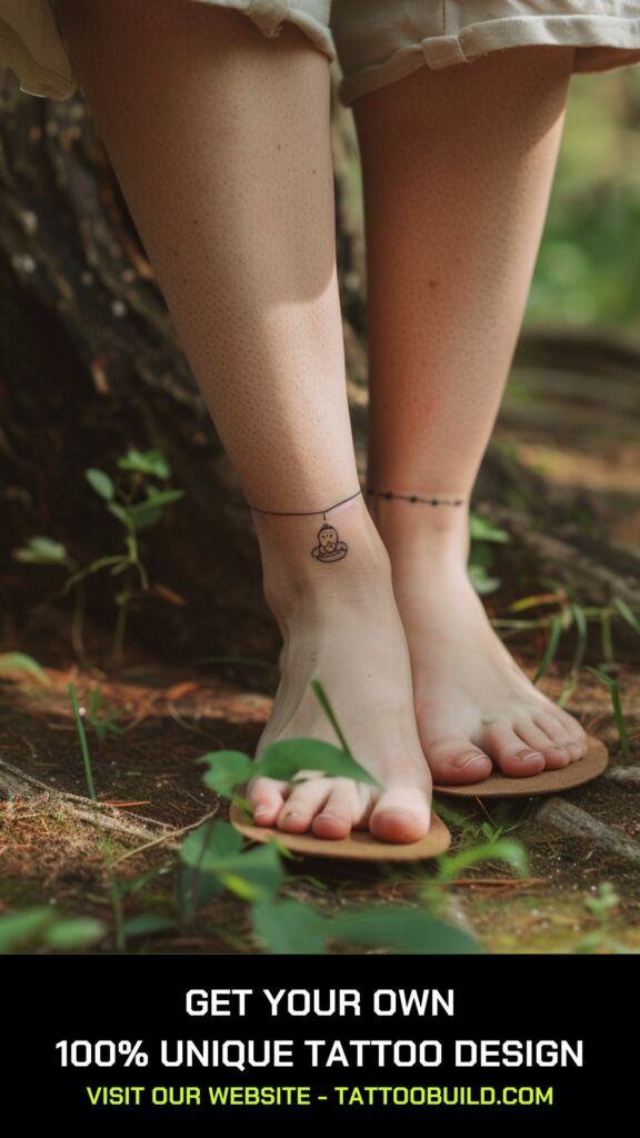 ankle bracelet buddha tattoo minimalist tattoo style