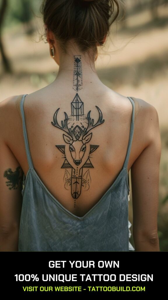 geometric  deer skull tattoo designs