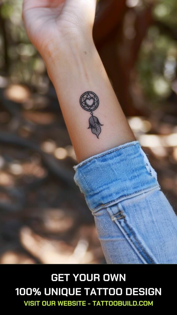 dreamcatcher and moon tattoos for female
